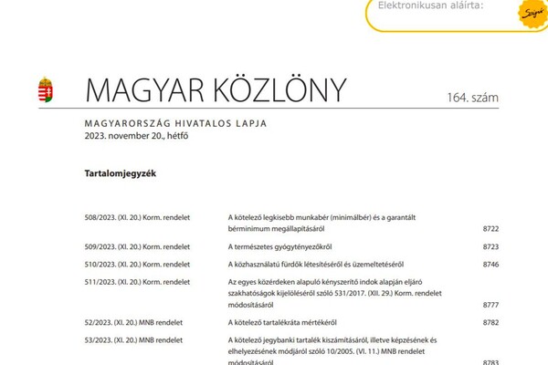 Megjelent a minimálbér-rendelet